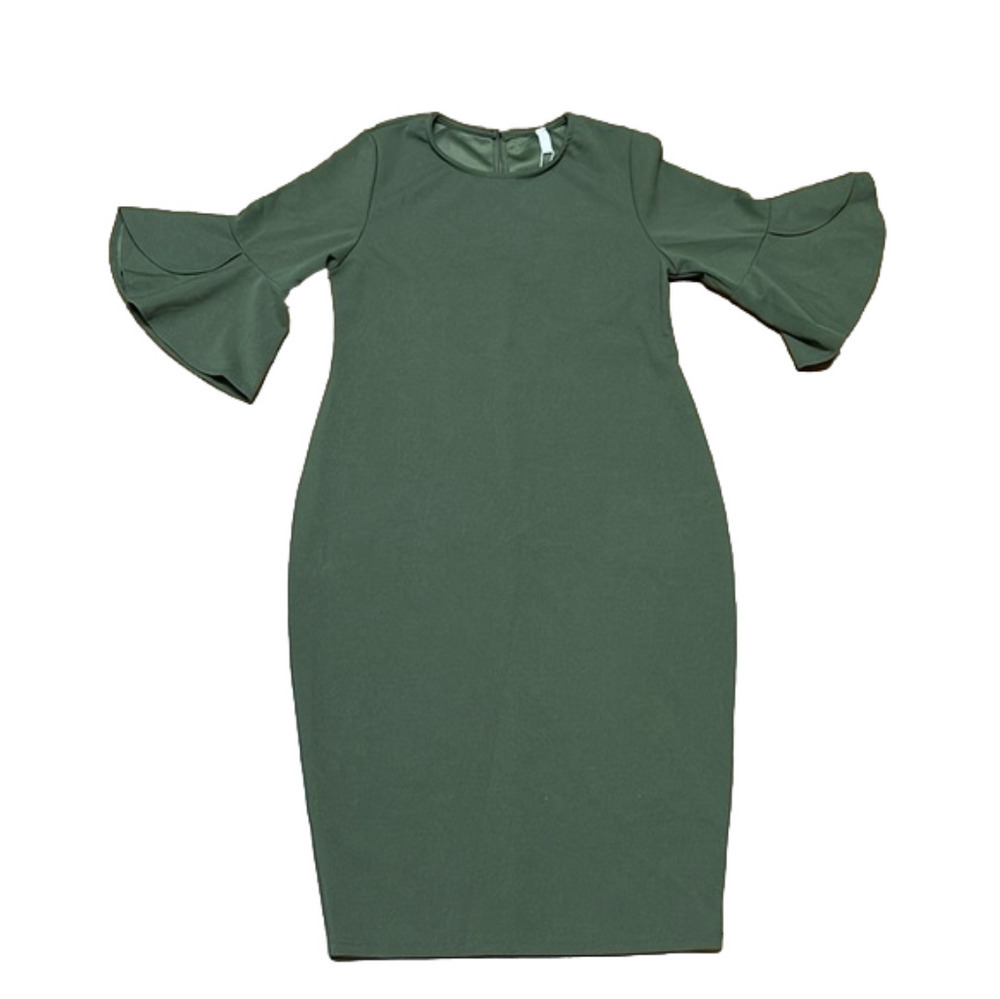 Pink Blush Maternity Dress Green Olive Knee Length Size Small